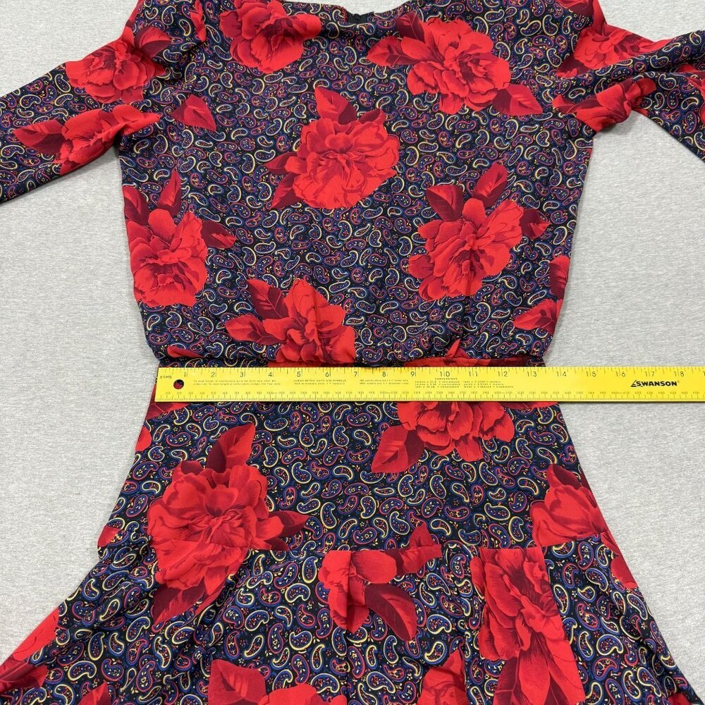 70's Kono New York Drop Waist Dress Midi 3/4 Sleeve Medium - Picture 8 of 10